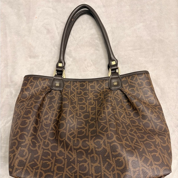 Calvin Klein Handbags - Calvin Klein Dark Brown Monogram Shoulder Bag